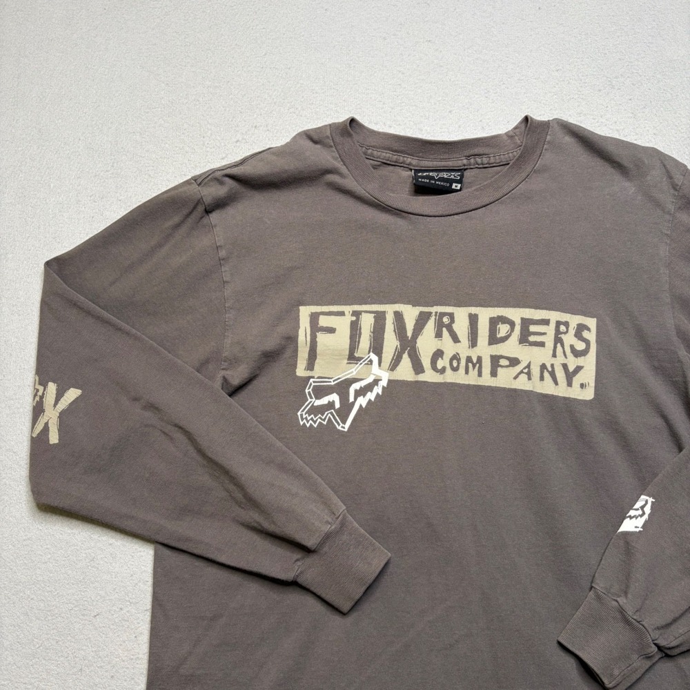 Fox Racing Long Sleeve Shirt Mens M Brown Riders Company Vintage Y2K Graphic